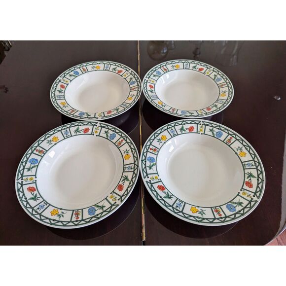 Vtg Lynns Stoneware Mayflower pattern soup/salad bowls (4 each) - Picture 5 of 11